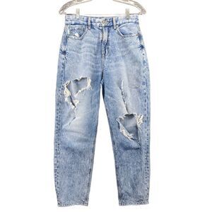 American Eagle Curvy Mom Jeans Womens Size 2 Short Blue Denim Distresed
